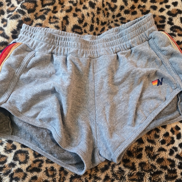 Aviator Nation Gray Athletic Shorts with Rainbow Accents - Picture 1 of 3
